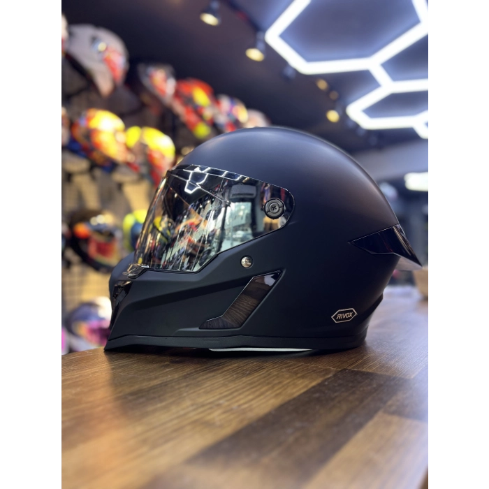 RX MAT SİYAH KASK ŞEFFAF (+1 AYNA) VİZÖRLÜ