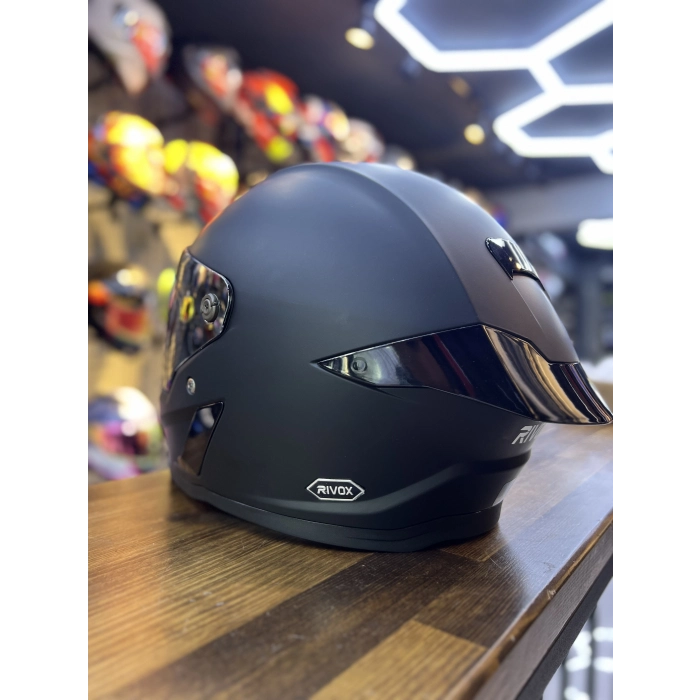 RX MAT SİYAH KASK ŞEFFAF (+1 AYNA) VİZÖRLÜ