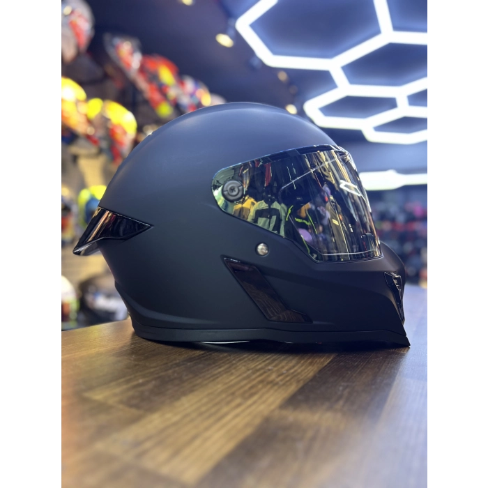 RX MAT SİYAH KASK ŞEFFAF (+1 GOLD ) VİZÖRLÜ