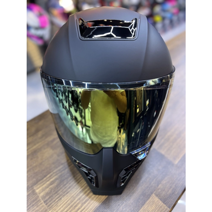 RX MAT SİYAH KASK ŞEFFAF (+1 GOLD ) VİZÖRLÜ