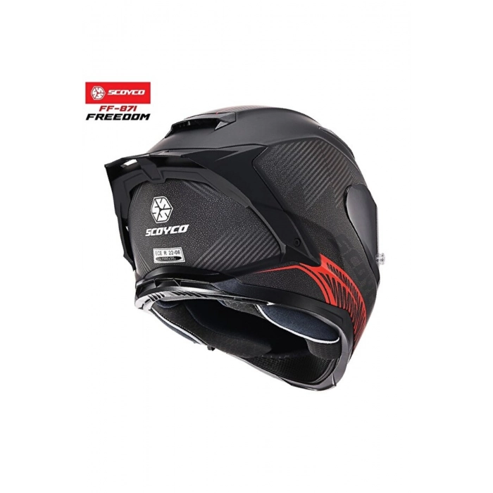 FF-871 FREEDOM SİYAH KIRMIZI DESENLİ KASK