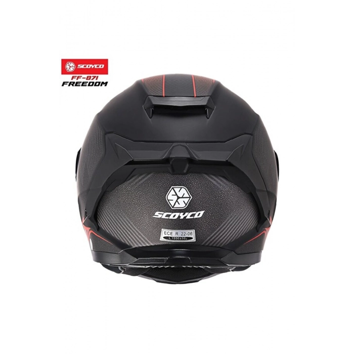 FF-871 FREEDOM SİYAH KIRMIZI DESENLİ KASK