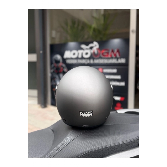 FR-612 Yarım Camlı Mat Gri Kask