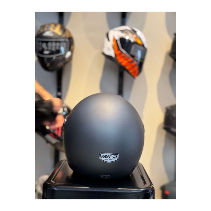 FR-612 Yarım Camlı Mat Gri Kask