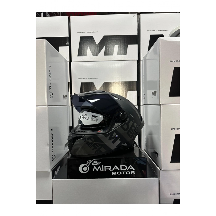 HELMETS THUNDER 4 SV WAVES B2 MAT GRİ (ŞEFFAF VİZÖR İLE GÖNDERİLECEKTİR)