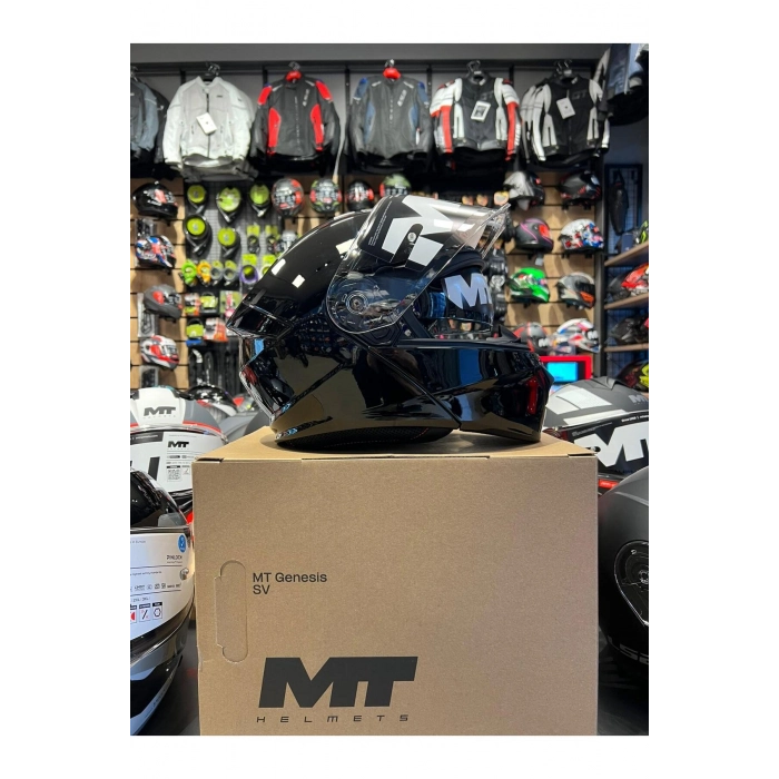 MT KASK FU935SV GENESIS SV PURE A1 PARLAK SIYAH ÇENE AÇILIR