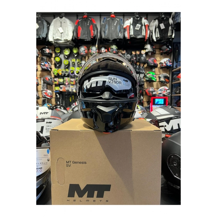MT KASK FU935SV GENESIS SV PURE A1 PARLAK SIYAH ÇENE AÇILIR
