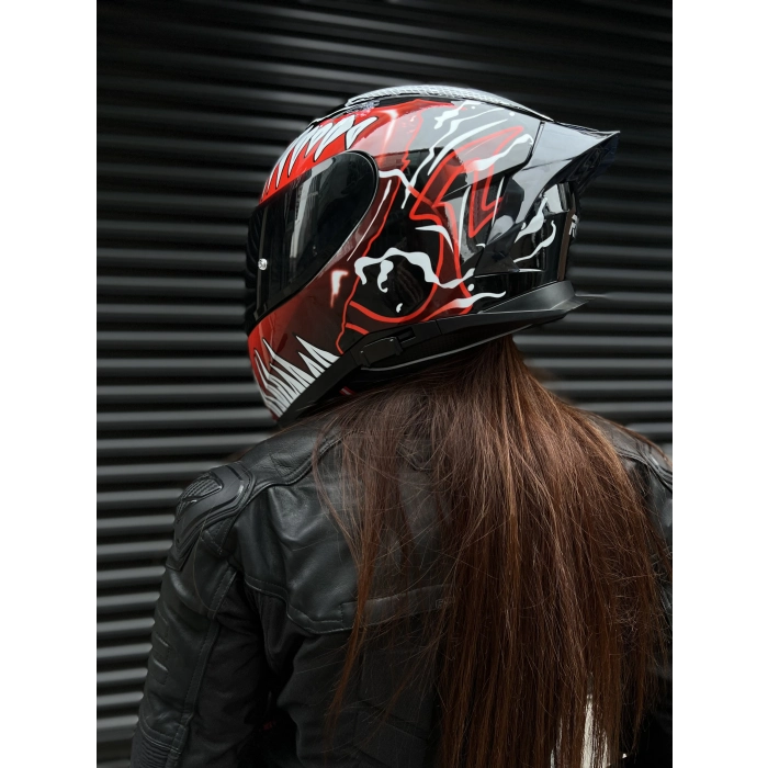 R1 Venom Siyah Vizörlü Kapalı Kask (Güneş Vizörlü)