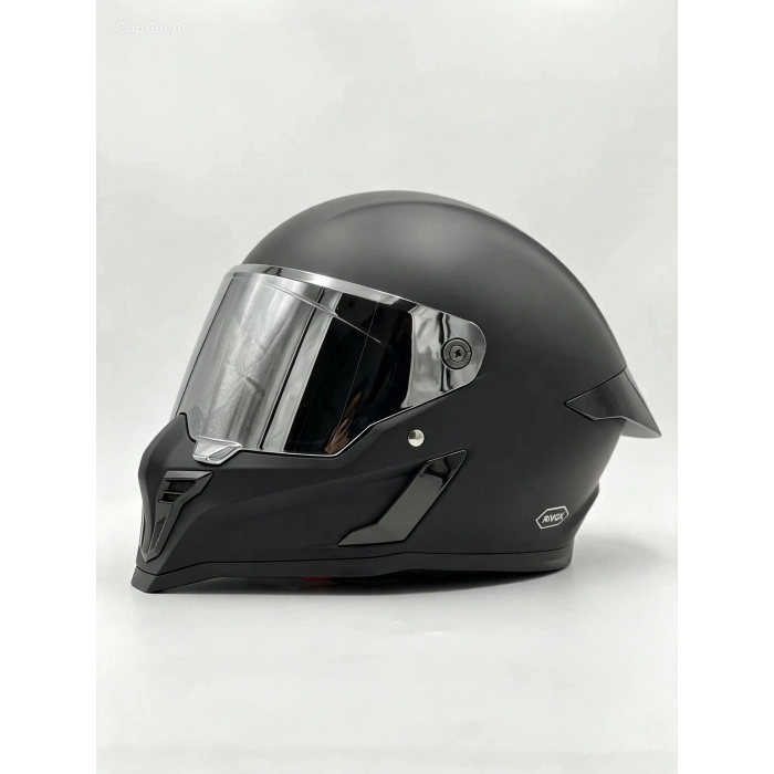 RX MAT SİYAH KASK ŞEFFAF (+1 AYNA) VİZÖRLÜ