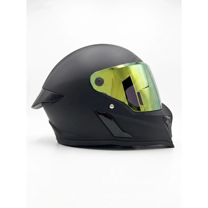RX MAT SİYAH KASK ŞEFFAF (+1 GOLD ) VİZÖRLÜ