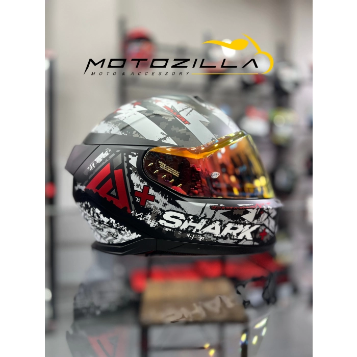 Skwal İ3 Hellcat Mat Siyah Beyaz Şeffaf (x1 Kırmızı Vizör)