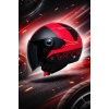 FX-101 Design Red Yarım Kask - Kırmızı | ABS Gövde & CE Onaylı