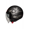 UNIVER 612 Açık (Yarım) Kask – Desenli Mat Siyah, Vizörlü, Güneş Vizörlü ,CE Onaylı