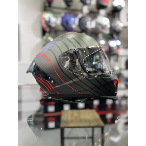 865 Space Kırmızı Siyah Kapalı Kask Güneş Vizörlü