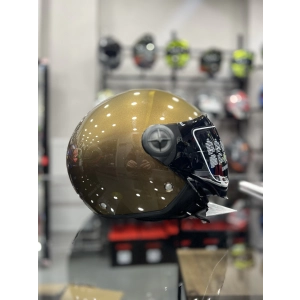 FX-101 Kahverengi Yarım Kask Siyah Vizörlü