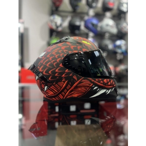 801 Draglax Kırmızı Kapalı Kask Siyah Vizörlü