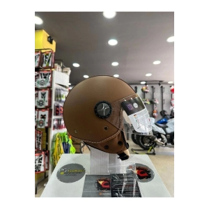 FS701 Deri Kaplama Yarım Motosiklet Kaskı (Kahverengi)