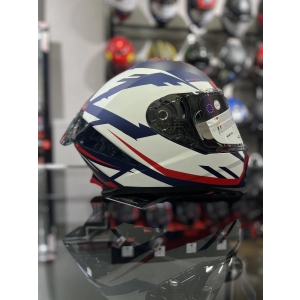 865 Atos Mavi Beyaz Kapalı Kask Güneş Vizörlü