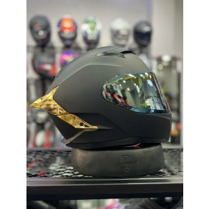 871 Mat Siyah Gold Vizör Kapalı Kask