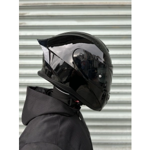 R1 Parlak Siyah Kapalı Kask (Siyah Vizörlü) md820