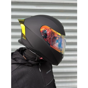 R1 Mat Siyah Revo Kapalı Kask (Gold Vizörlü)