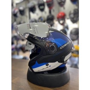 MAT MAVİ YARIM KASK GÜNEŞ VİZÖRLÜ