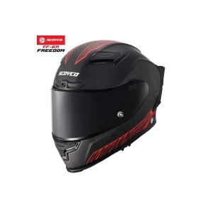 FF-871 FREEDOM SİYAH KIRMIZI DESENLİ KASK