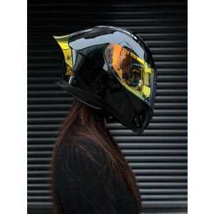 R1 Parlak Siyah Revo Kapalı Kask MD820