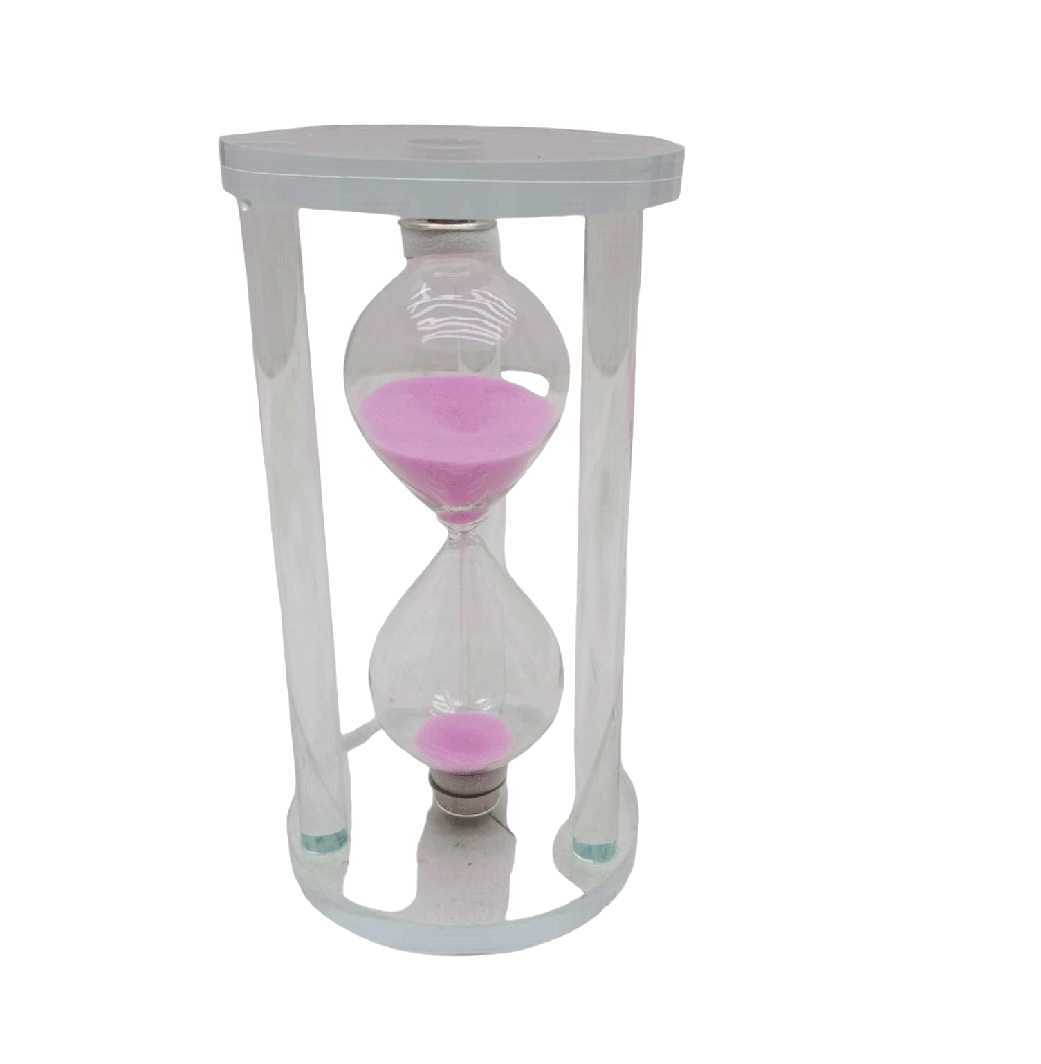 LARGE GLASS HOURGLASS WITH GLASS STAND 15 MINUTES - DIAMETER: 7.7CM-HEIGHT: 14.7CM (5365)