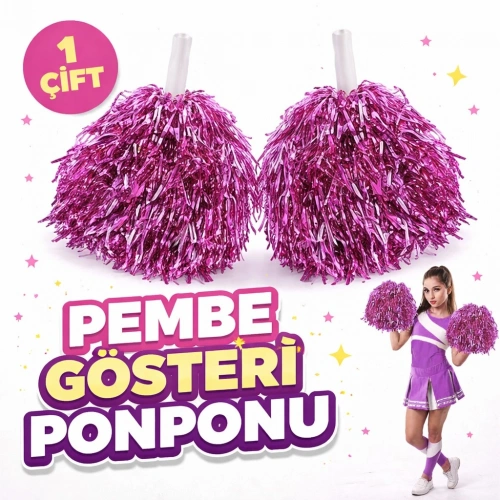 1 Çift Pembe Okul Gösteri Ponponları Ekstra Dolgun