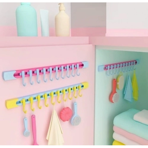 10 Kancalı Raylı Mutfak ve Banyo Düzenleyici Askı 30 cm (5365)