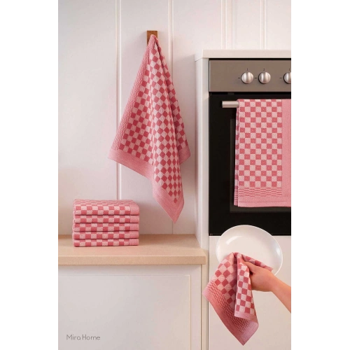 10 lu Dama Desenli Mutfak Kurulama Bezi 50x70 Cm  Kırmızı