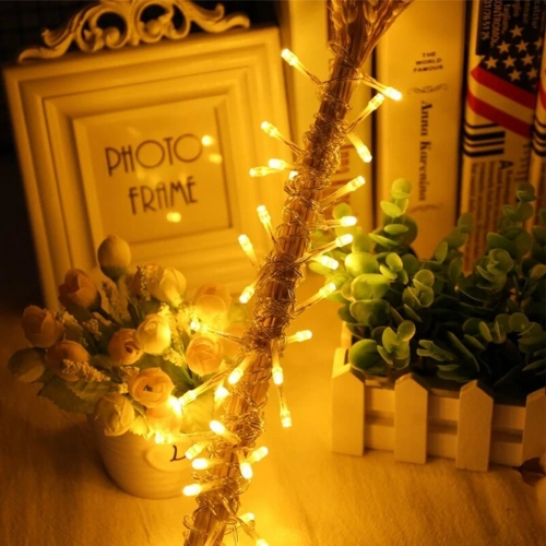 10 Metre 100 Ledli 8 Fonksiyonlu Dekoratif Lambader Sarı Lamba (5365)