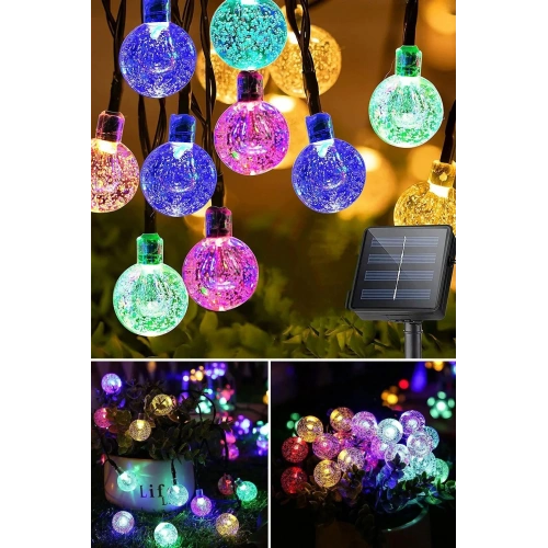 10 Metre 50 Top Güneş Enerjili Solar Led Işık Dekoratif Rgb Yılbaşı Bahçe Balkon Ve Teras