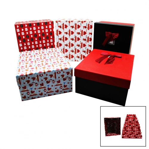 10 PARÇA  BOY DESENLİ DİKDÖRTGEN HEDİYE KUTUSU (5365)