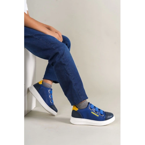 1007 Montana Kids Shoes Navy-Blue-Yellow