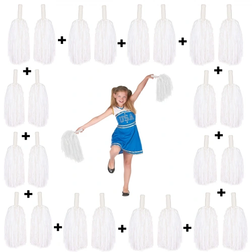 12 Çift Beyaz Gösteri Ponponu (24 Adet)