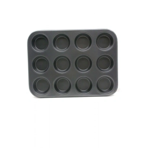 12 GÖZLÜ METAL - SİYAH DÜZ MUFFIN KALIP (5365)