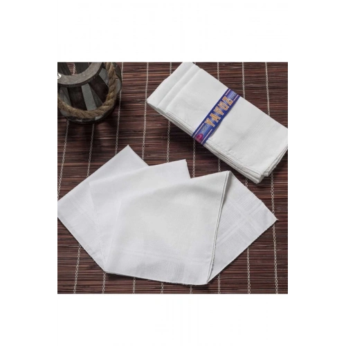 12 Piece Pocket Handkerchief White Fabric 39x39 cm Cotton YM White