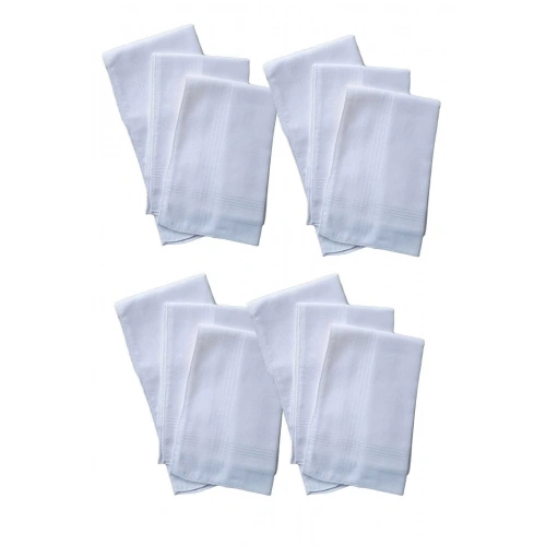 12-Piece Pocket Cloth Handkerchief 36x36 Cm 100% Cotton TM White
