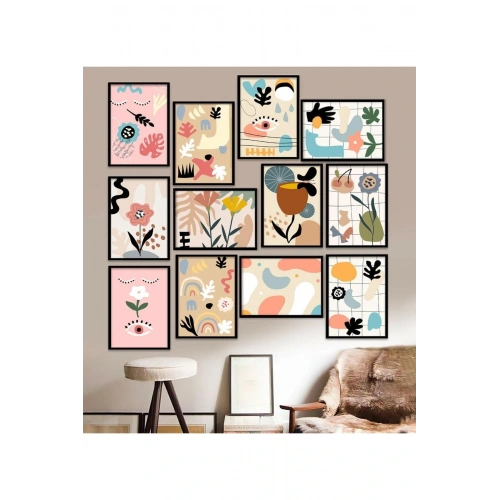 12 Parça Çerçeve Görünümlü Mdf Tablo Seti 15 x 20