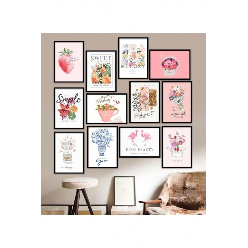 12 Parça Çerçeve Görünümlü Mdf Tablo Seti 15 x 20