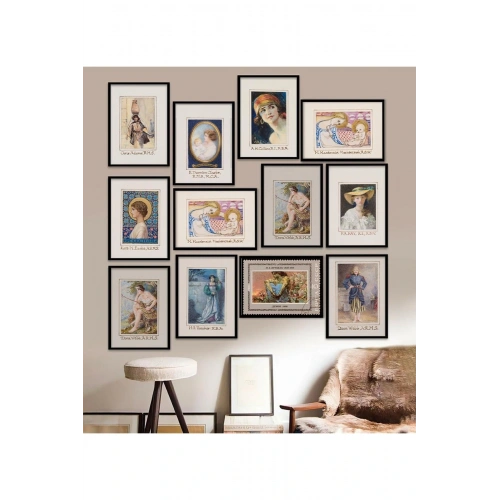 12 Parça Çerçeve Görünümlü Mdf Tablo Seti 15 x 20