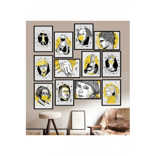 12 Parça Çerçeve Görünümlü Mdf Tablo Seti 15 x 20