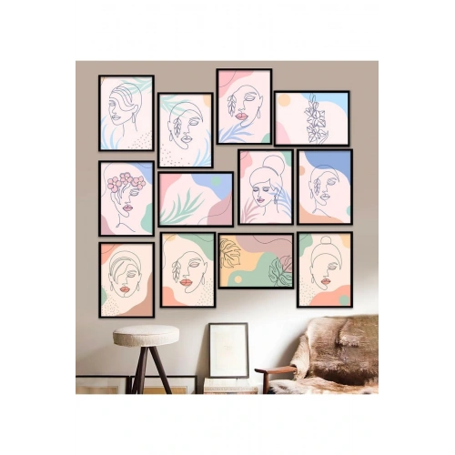 12 Parça Çerçeve Görünümlü Mdf Tablo Seti 15 x 20