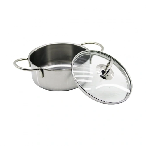 14CM   CAM KAPAK   MİNİ  ÇELİK TENCERE (5365)