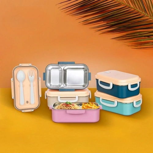 2-Compartment 150-300 Ml Stainless Steel Lunch Box Food Storage Container (5365)