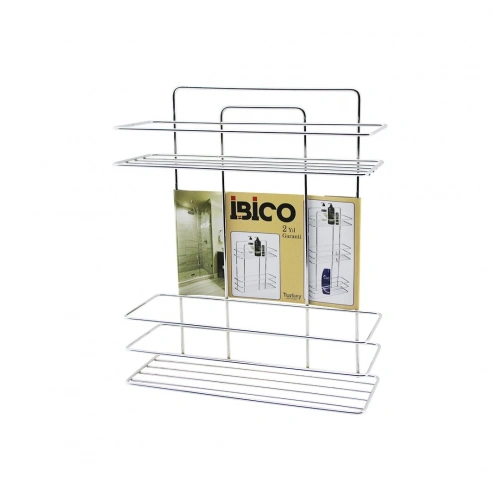 2 KATLI - DİKDÖRTGEN   KROM   METAL  BANYO KÖŞELİK - DUŞKABİN RAF - ŞAMPUANLIK (5365)