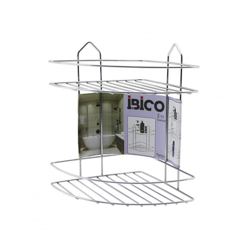 2 KATLI - ÜÇGEN   KROM   METAL  BANYO KÖŞELİK - DUŞKABİN RAF (5365)