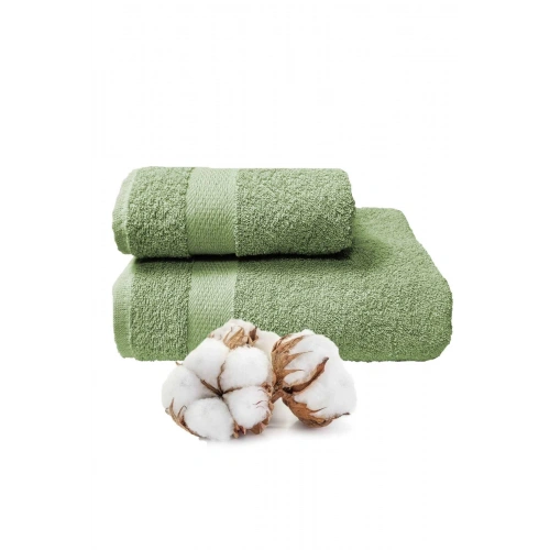 2-Piece Bath Towel Set 100% Cotton Dry Green